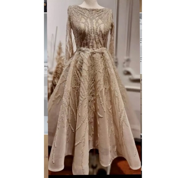 Dresses & Skirts - Stunning custom made princess evening dress! Champagne color. Size 4